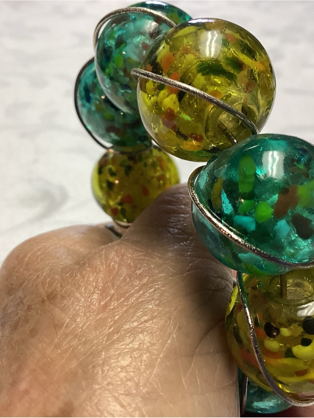 Artisan Multicolor Glass Bead Napkin holders Green & Teal - Picture 7 of 7
